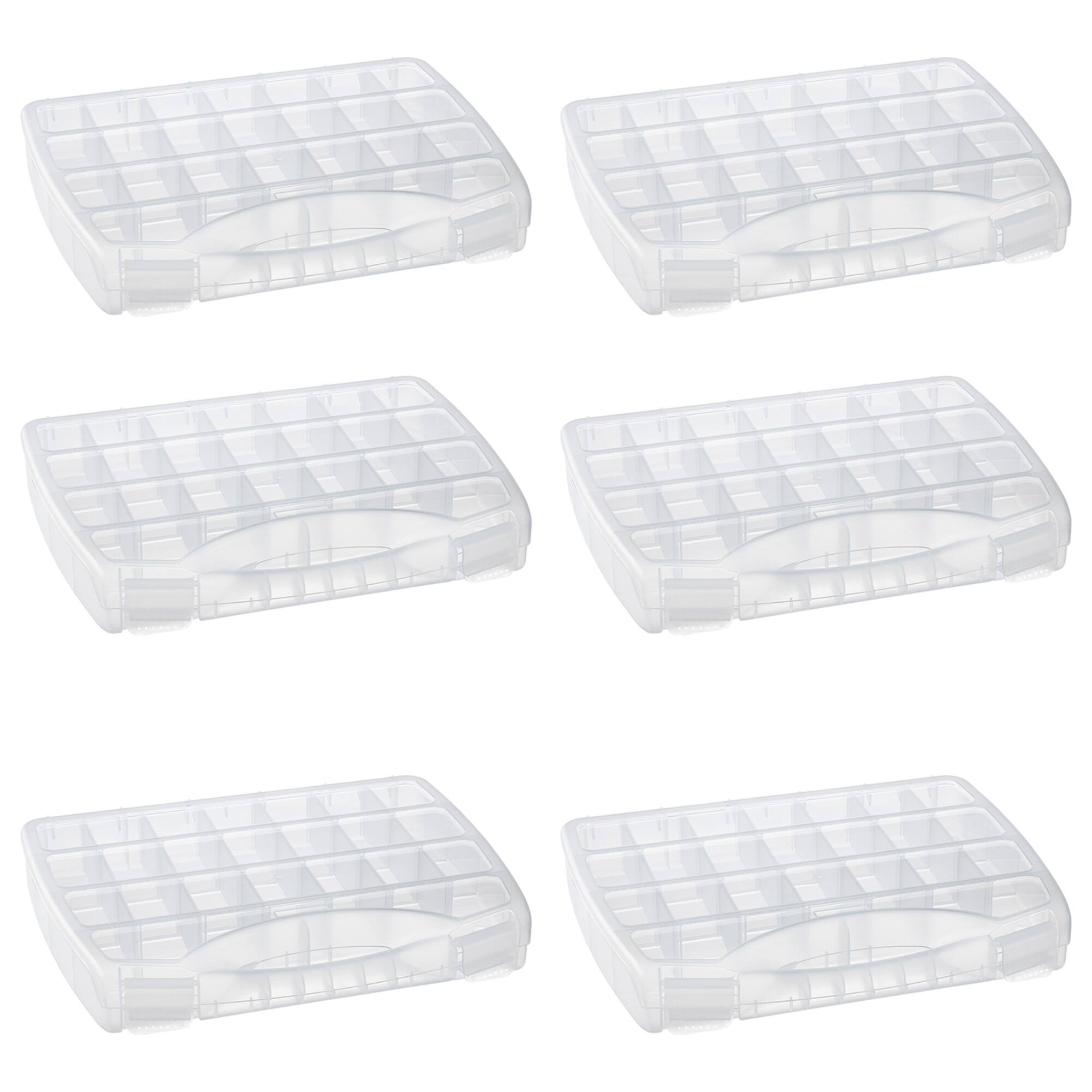 6 Pack: Large Adjustable Compartment Bead Storage Box with Handle by Bead Landing™